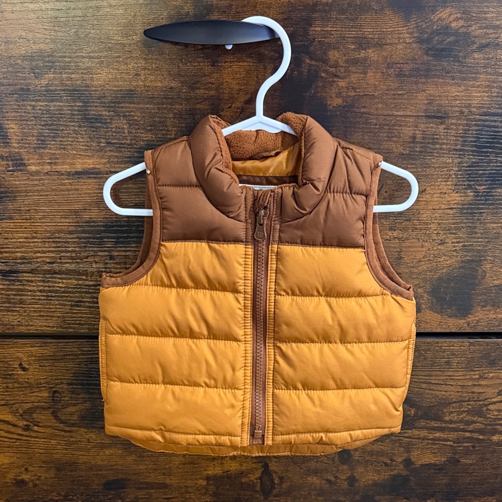GAP Kids' Orange and Brown Puffer Vest
